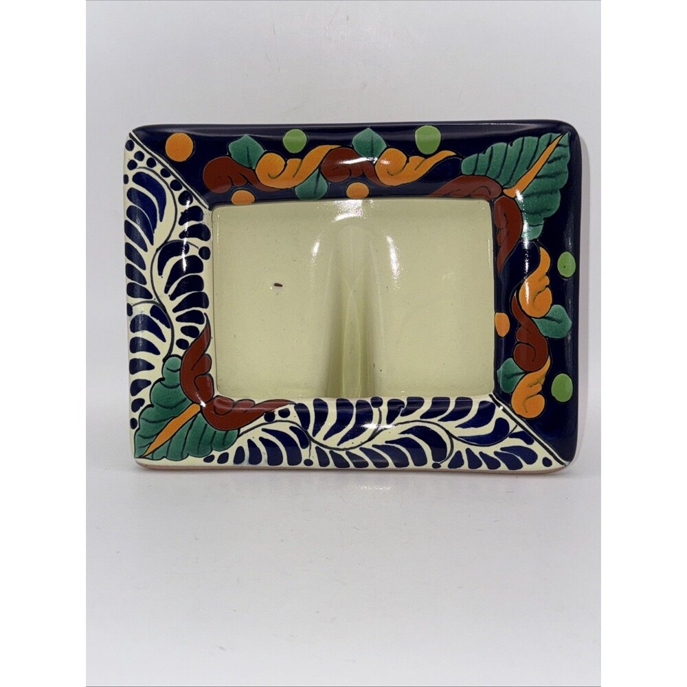 Mexican Ceramic picture frame Talavera Style Pre owned